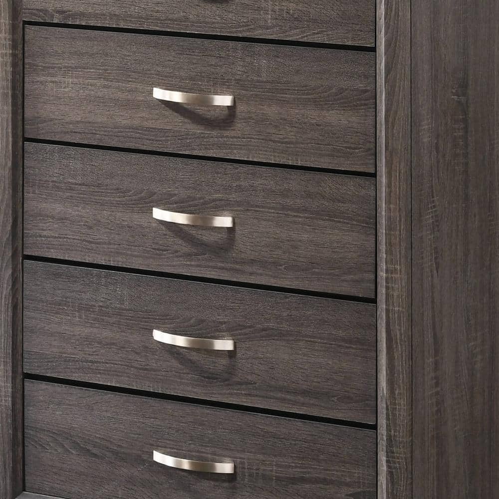 Gray Solid Wood Vertical Chest with Soft Close Drawers