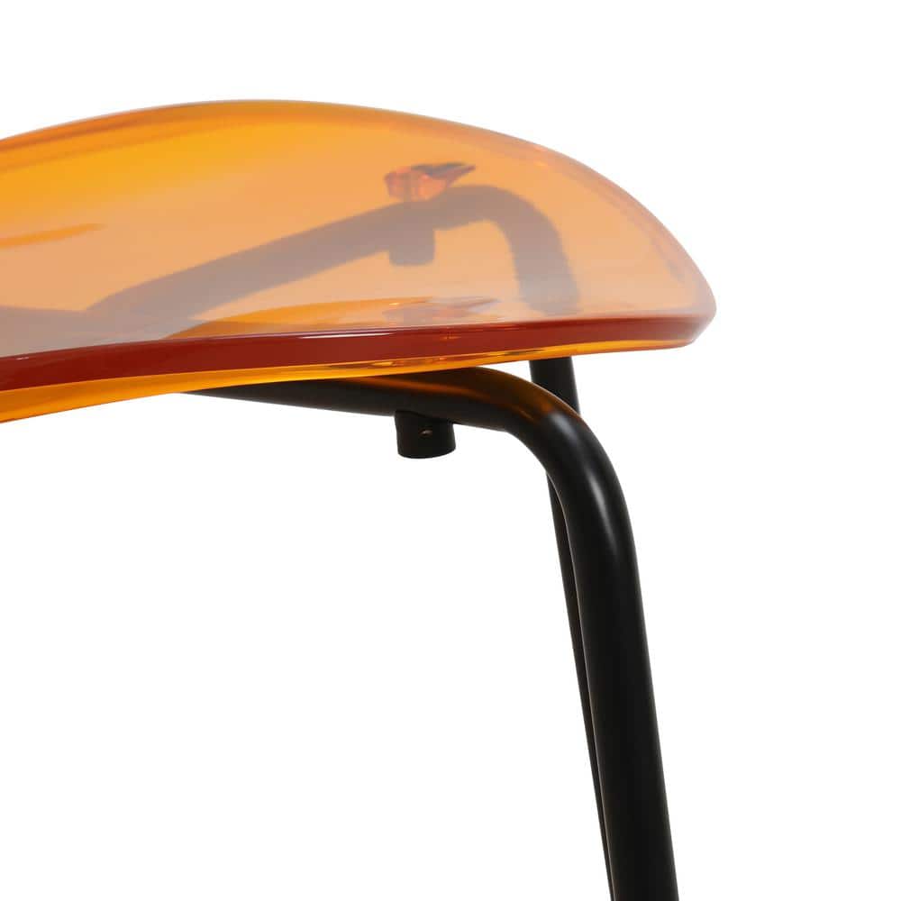 Amber Transparent Metal Side Chair with Black Base