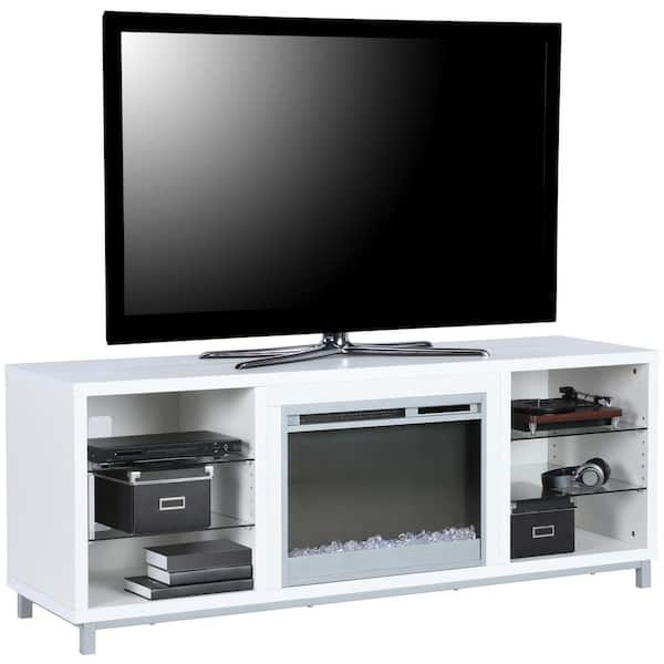 Ameriwood white tv stand with deals fireplace