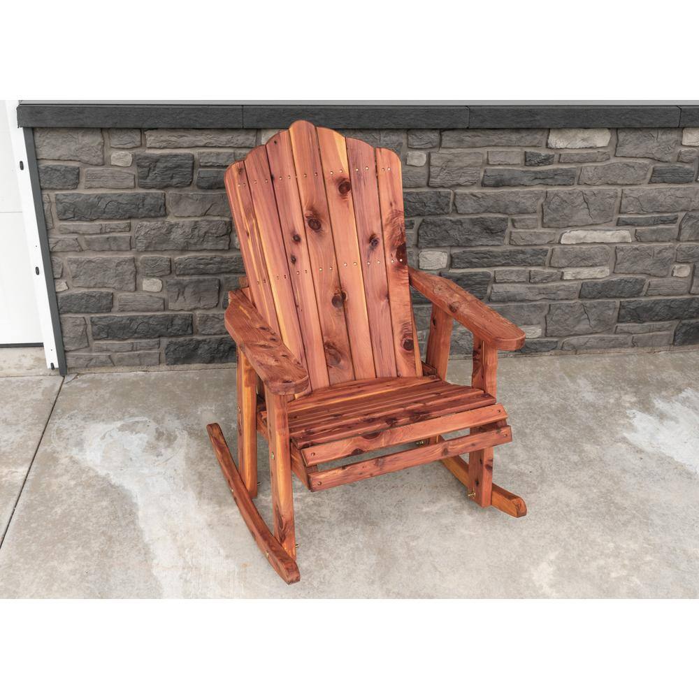 Natural Cedar Adirondack Rocking Chair with Armrests