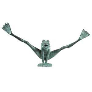 19 in. H Crazy Legs Leap Frog Large Bronze Garden Statue