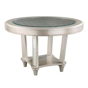 47.75 in. Champagne Glass Top 4 Legs Dining Table (Seat of 2)