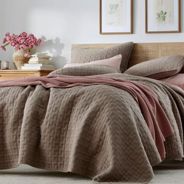 Company Cotton Air Layer Quilted Cocoa Brown Cotton Twin Quilt
