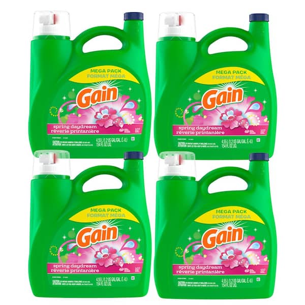 Gain Aroma Boost HE Spring Daydream Scent Liquid Laundry Detergent, 107-Loads, 154 fl. oz., 4-Pack