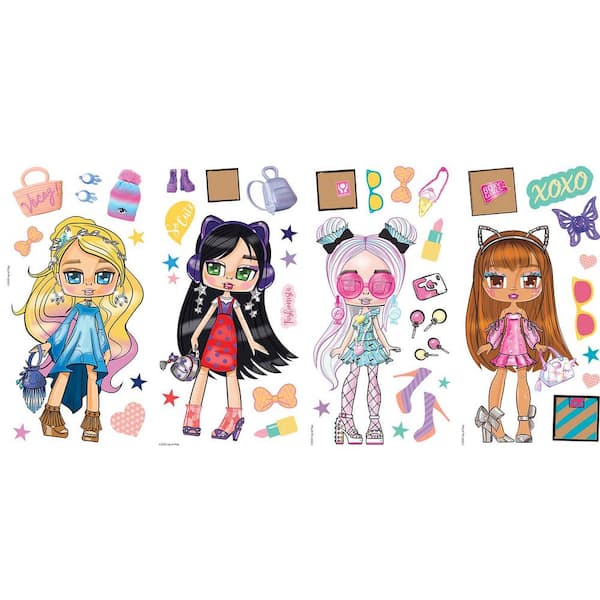 RoomMates Brown and Pink and Blue Boxy Girls Wall Decals