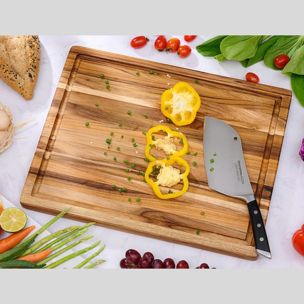 Aoibox 18 in. x 14 in. Large Size Teak Wood Rectangular Cutting Board  Reversible Chopping Serving Board with Juice Groove SNMX4258 - The Home  Depot