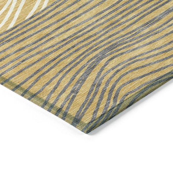 Chantille Machine Washable Indoor/Outdoor Abstract ACN2350 Gold 2 ft. 3 in. x 7 ft. 6 in. Runner Rug