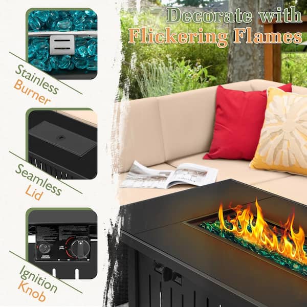 Tozey 8-Piece Patio Conversation Set with 50,000 BTU Propane