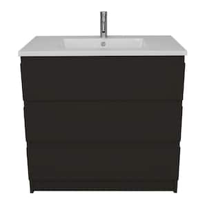 Pepper 30 in. W x 20 in. D Bath Vanity in Glossy Black with Acrylic Vanity Top in White with White Basin