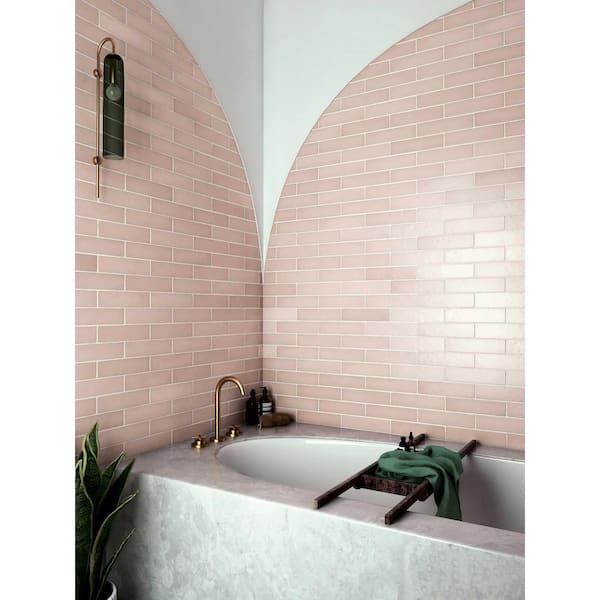 Makoto 0.5" x 8" Matte Ceramic Jolly Miter Edge Trim in Momoiro Blush (1 sq. ft./Case)