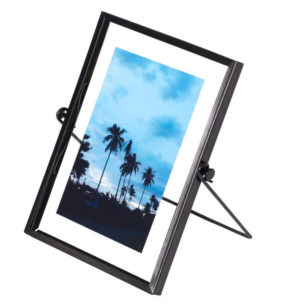 FABULAXE 4 in. x 6 in. Black Modern Metal Floating Tabletop