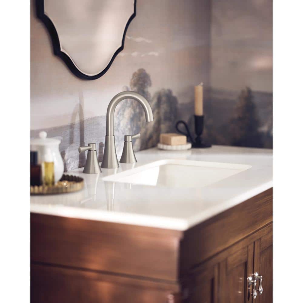 Ronan Spot Resist Brushed Nickel Two-Handle Widespread Bathroom Faucet