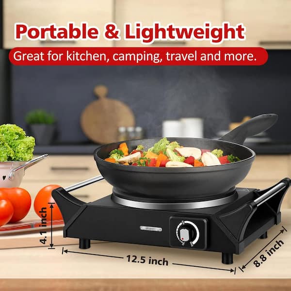 Numhew 1500 W Single Burner 7.5 in. Black Electric Hot Plate Stove