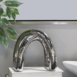 8 in. Silver Porcelain Arched Abstract Sculpture