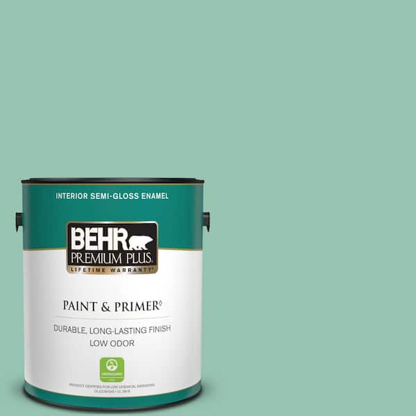 BEHR PREMIUM PLUS 1 gal. #M420-4 Jade Mountain Semi-Gloss Enamel Low Odor Interior Paint & Primer