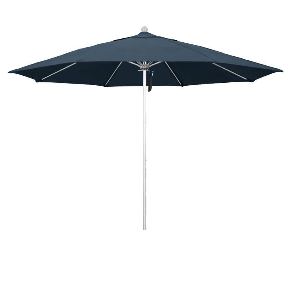 11 ft. Silver Anodized Aluminum Market Patio Umbrella with Fiberglass Ribs Pulley Lift in Sapphire Pacifica price history on PriceWatchPro