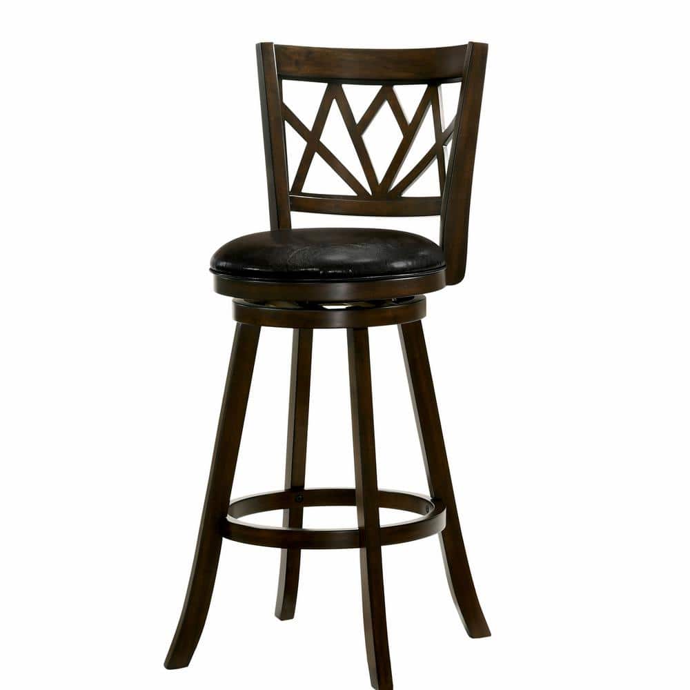 Furniture of America Amina 43.25 in. Brown Cherry Low Back Wood Bar Stool with Faux Leather Seat set of 1 Best -  IDF-BR6106BR-29