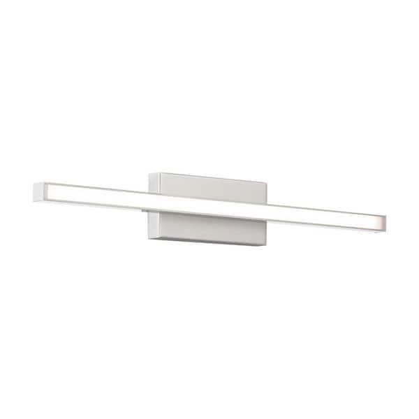 Parallax 18 in. 1-Light Brushed Nickel LED Vanity Light Bar with Selectable White 2700K-3000K-3500K