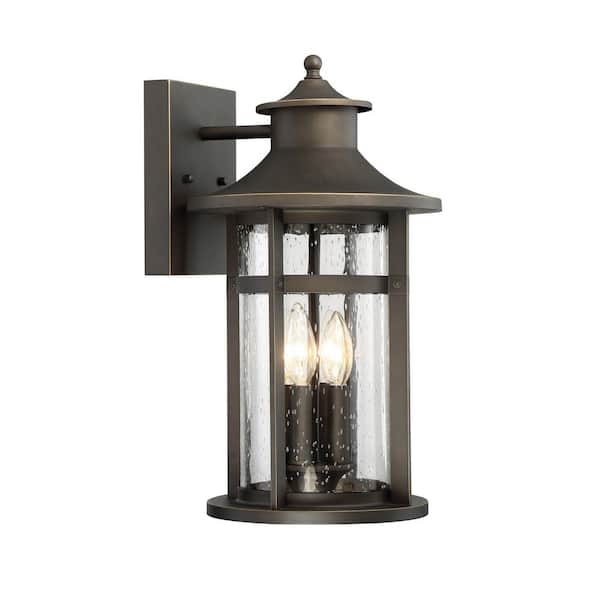 Highland Ridge Collection 4-Light Oil Rubbed Bronze with Gold Highlights Outdoor Wall Lantern Sconce