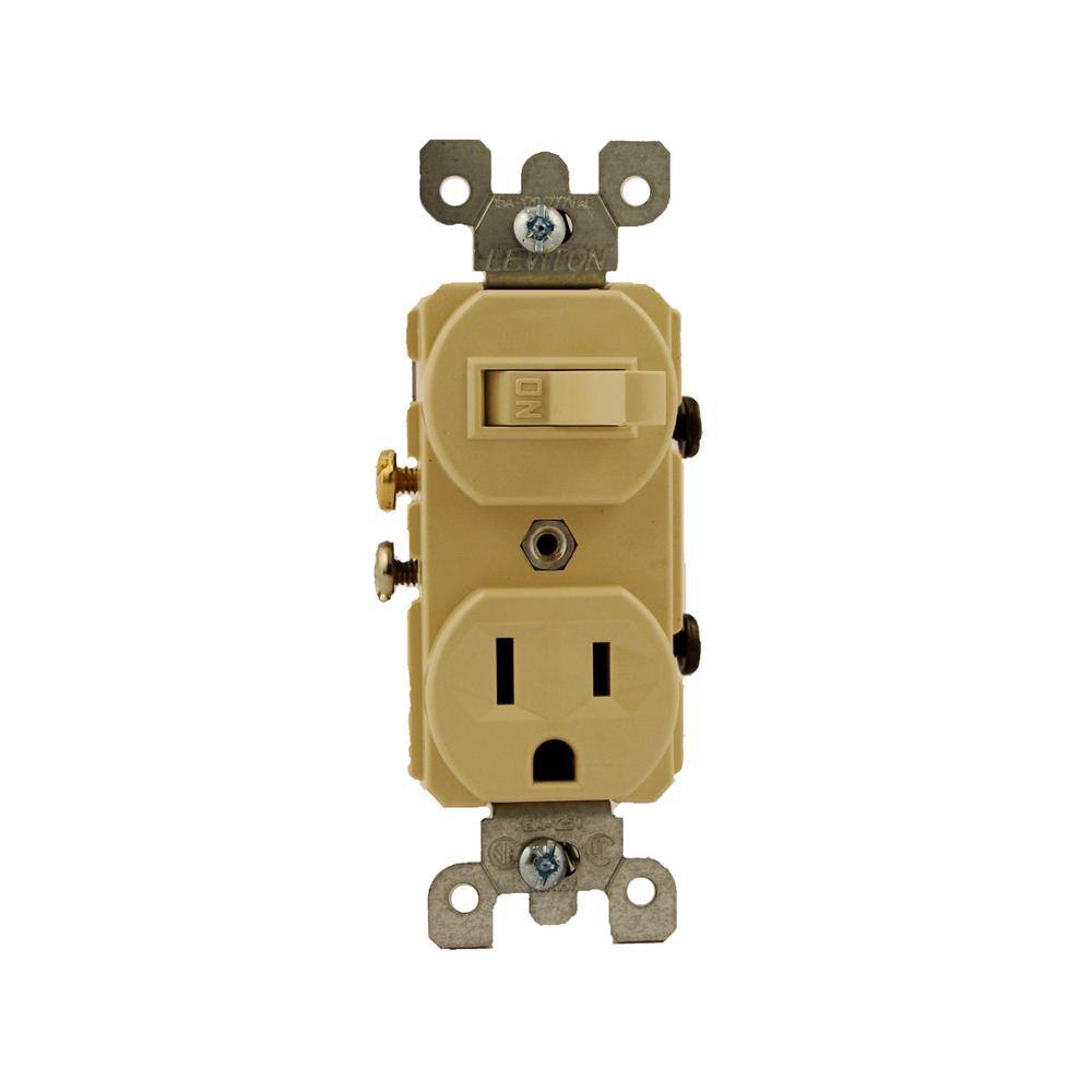 How To Wire A Light Switch And Outlet Combo Leviton 15 Amp Commercial Grade Combination Single Pole Toggle Switch and  Receptacle, Ivory 5225-I - The Home Depot