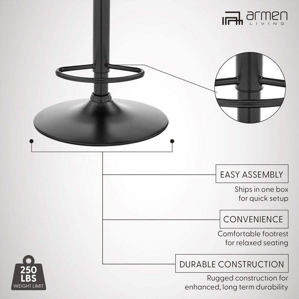 Adjustable Black Metal and Leatherette Swivel Bar Stool