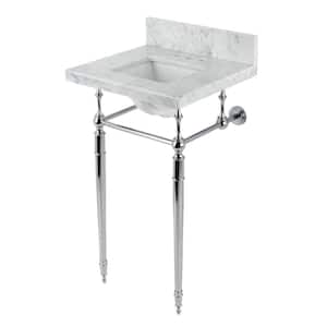 Fauceture 19 in. Marble Console Sink Set with Brass Legs in Marble White/Polished Chrome