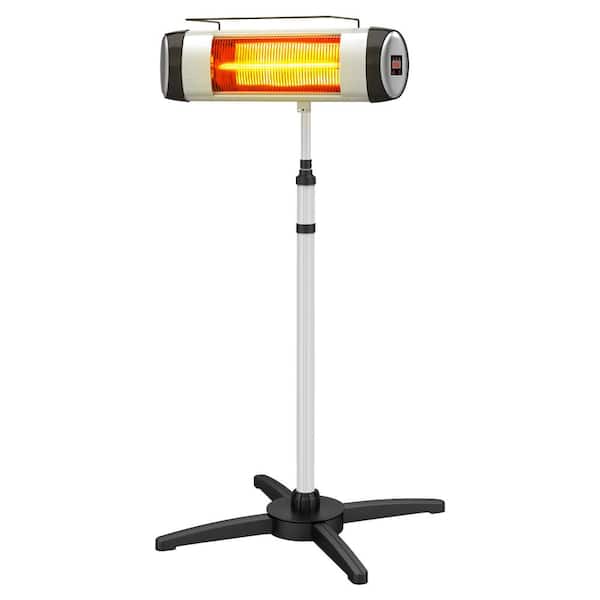 IHOMEadore 1500-Watt Infrared Electric Patio Heater with Remote Control and Standing Holder in Silver/Black