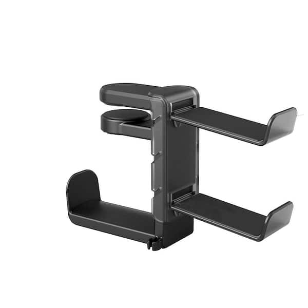 OBJLGEV 3-in-1 PC Gaming Headset and Controller Holder with Adjustable Clamp, Rotating Arm, Cable Organizer, Black