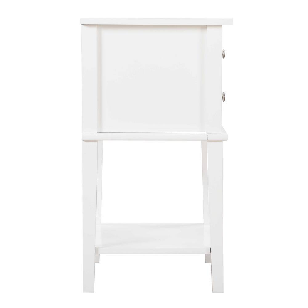 Newton Classic White 2-Drawer Nightstand in Solid & Manufactured Wood