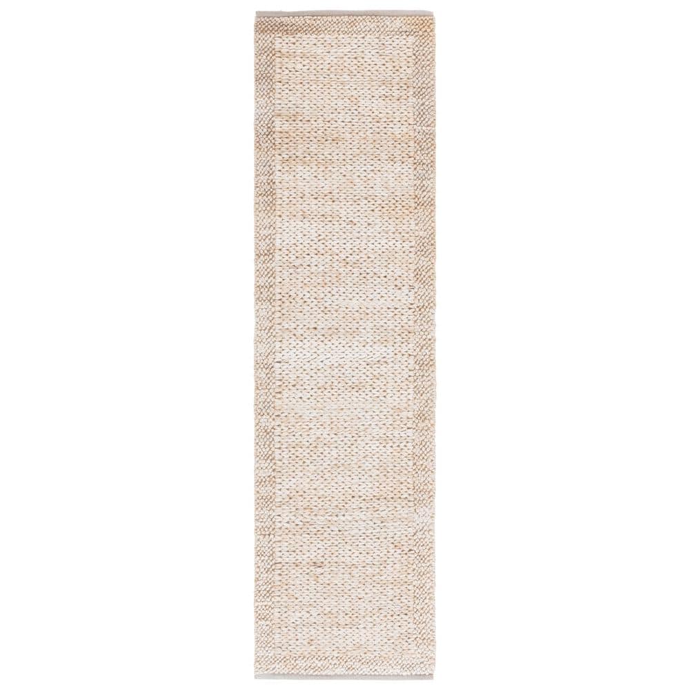 SAFAVIEH Natural Fiber 2 ft. x 8 ft. Beige Two-Tone Solid Border Runner ...