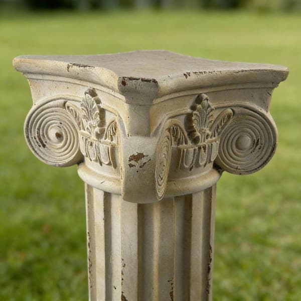 VAMOP Antique White Resin Pedestal Column Planter with Base for