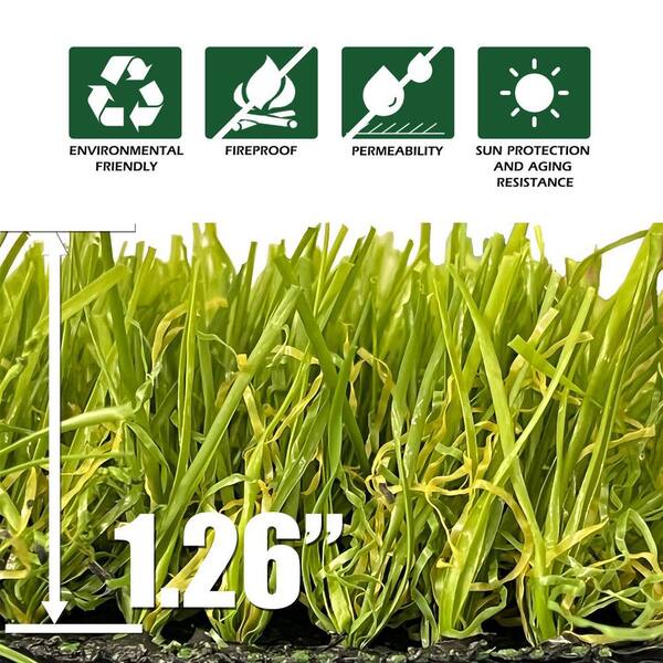 Agfabric 5 ft. x 7 ft. Green Artificial Grass Carpet 1.26 in. Mat for Outdoor Garden Landscape Balcony Dog Grass Rug