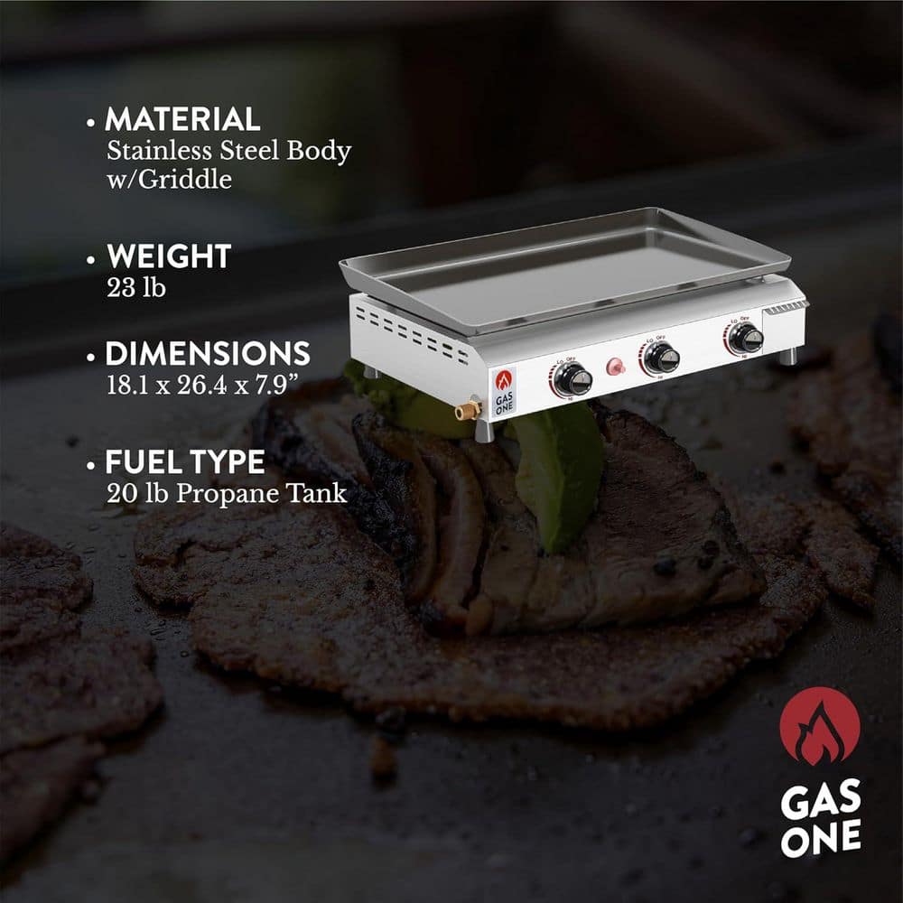 Stainless Steel 3-Burner Propane Portable Tabletop Grill