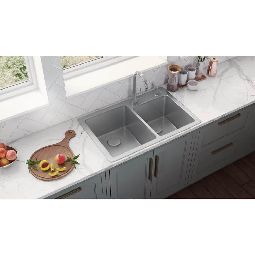 Ruvati 36" Stainless Steel Double Bowl Drop-In Kitchen Sink