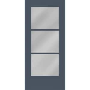 Legacy 36 in. x 80 in. Universal Handing Icon 3L Modern Clear Glass Dark Denim Fiberglass Front Door Slab