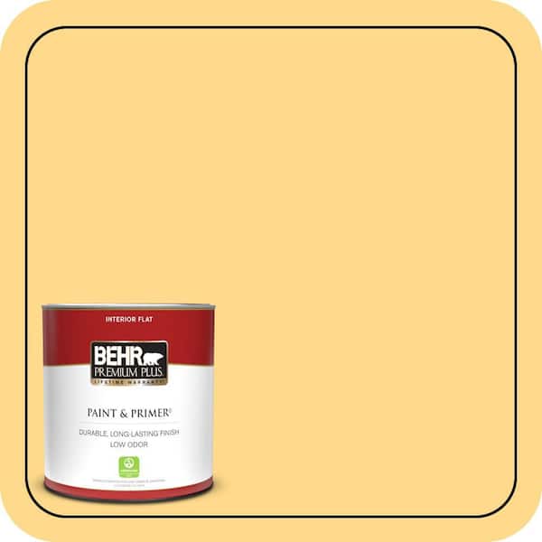 BEHR PREMIUM PLUS 1 qt. #P270-4 Egg Cream Flat Low Odor Interior Paint & Primer