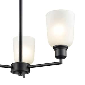 Amberle 19.5 in. 3-Light Matte Black Chandelier Light with Frosted White Glass