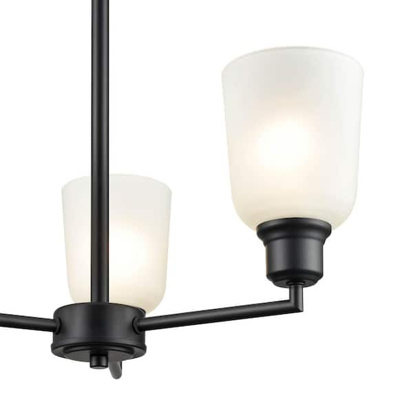 Millennium Lighting Amberle 19.5 in. 3-Light Matte Black Chandelier Light with Frosted White Glass