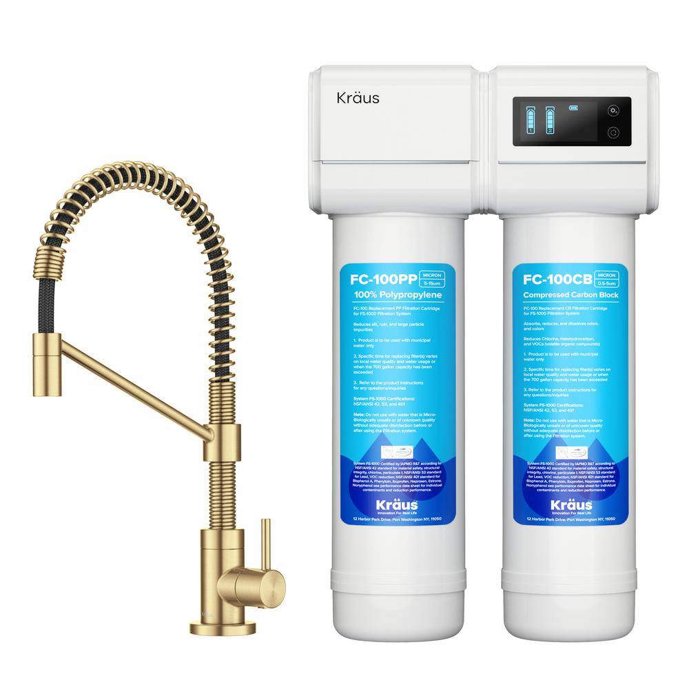 KRAUS Purita 2-Stage Under-Sink Filtration System with Bolden Single ...