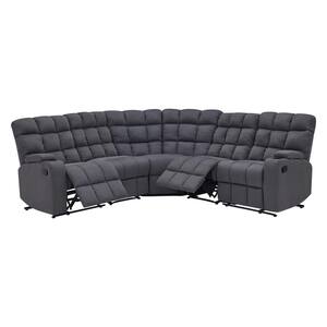 5-Piece Gray Microfiber 4-Seater Curved Reclining Sectional Sofa with Storage Consoles