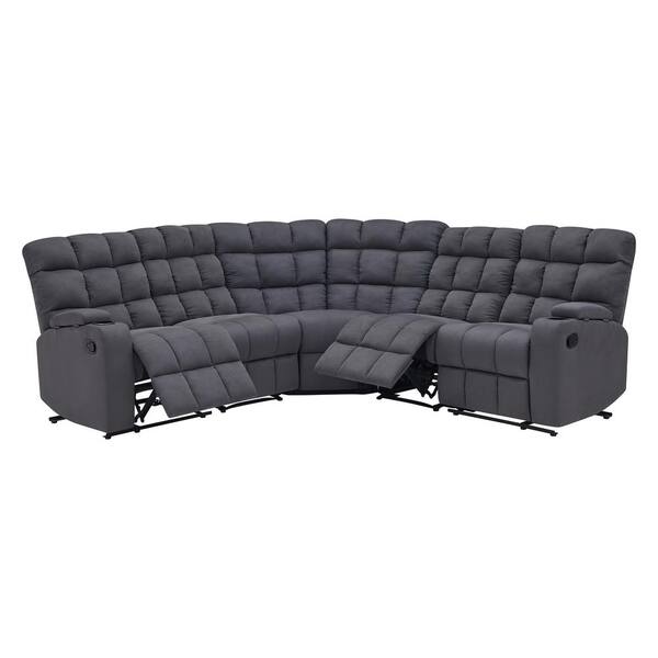 Prolounger 5 Piece Gray Microfiber 4 Seater Curved Reclining Sectional Sofa With Storage Consoles A149495 The Home Depot Prolounger 5 Piece Gray Microfiber 4, Sectional Sofas Reclining