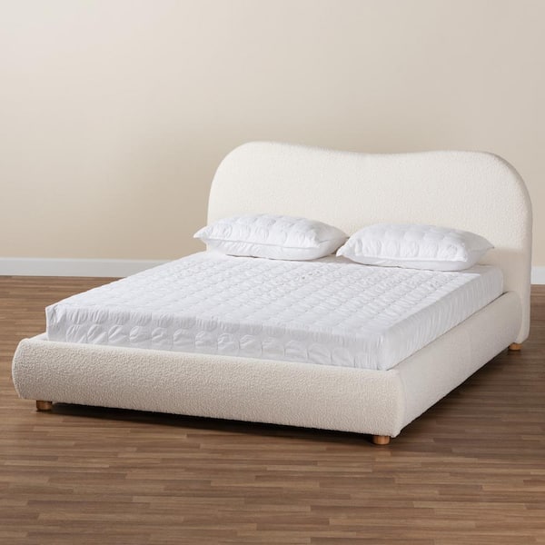 Baxton Studio Maya White Wood Frame Queen Size Platform Bed 228