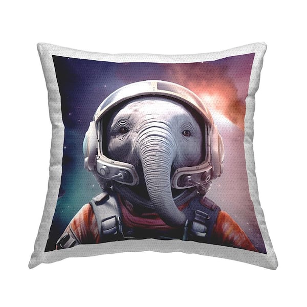 Stupell Industries Elephant Space Astronaut Multi-Color Square Outdoor Throw Pillow