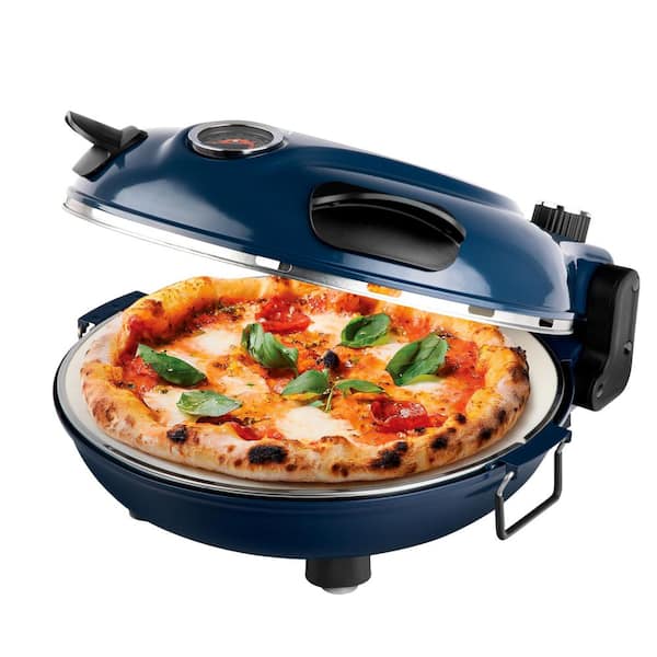 GRANITESTONE Piezano 12 in. Navy Portable Countertop Stone Bake Indoor Grill Electric Oven Pizza Maker