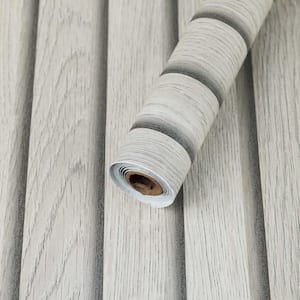 Gray Wood Slat Grain Peel and Stick Removable Vinyl Wallpaper Roll 2 Rolls(Covers 25.48 sq.ft.)