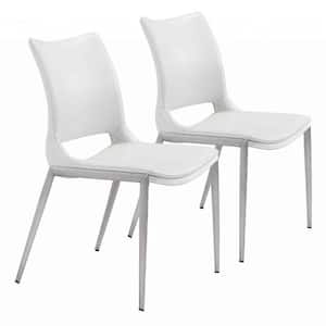 Julia White and Silver Metal Side Dining Chair (Set of 2)