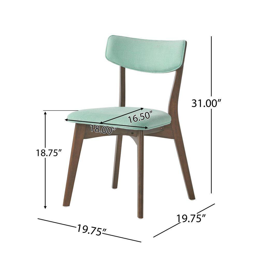 Mint Upholstered Side Chair with Natural Walnut Frame, Set of 2