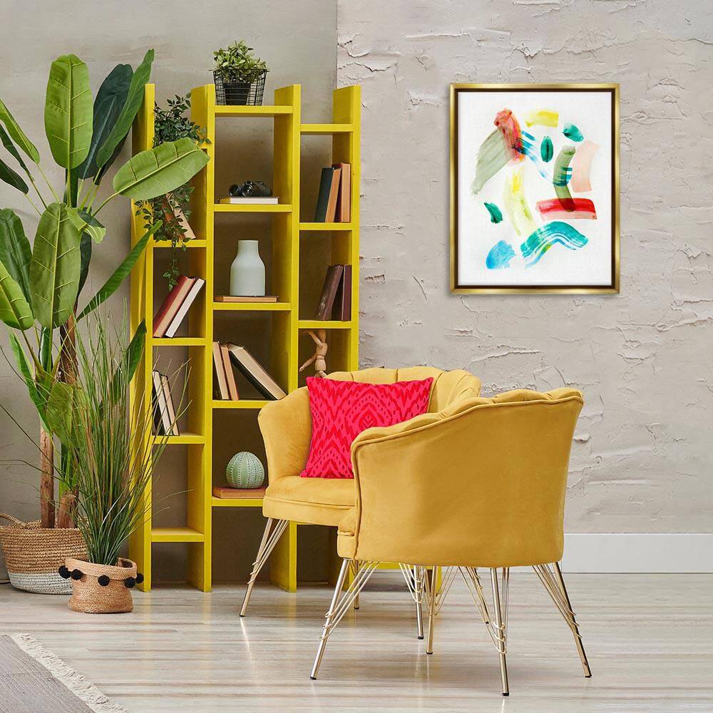 Modern Curved Brush Strokes by Gemma Bardot Gold Floater Frame Abstract Graphic Art Print 21 in. x 17 in. price history on PriceWatchPro