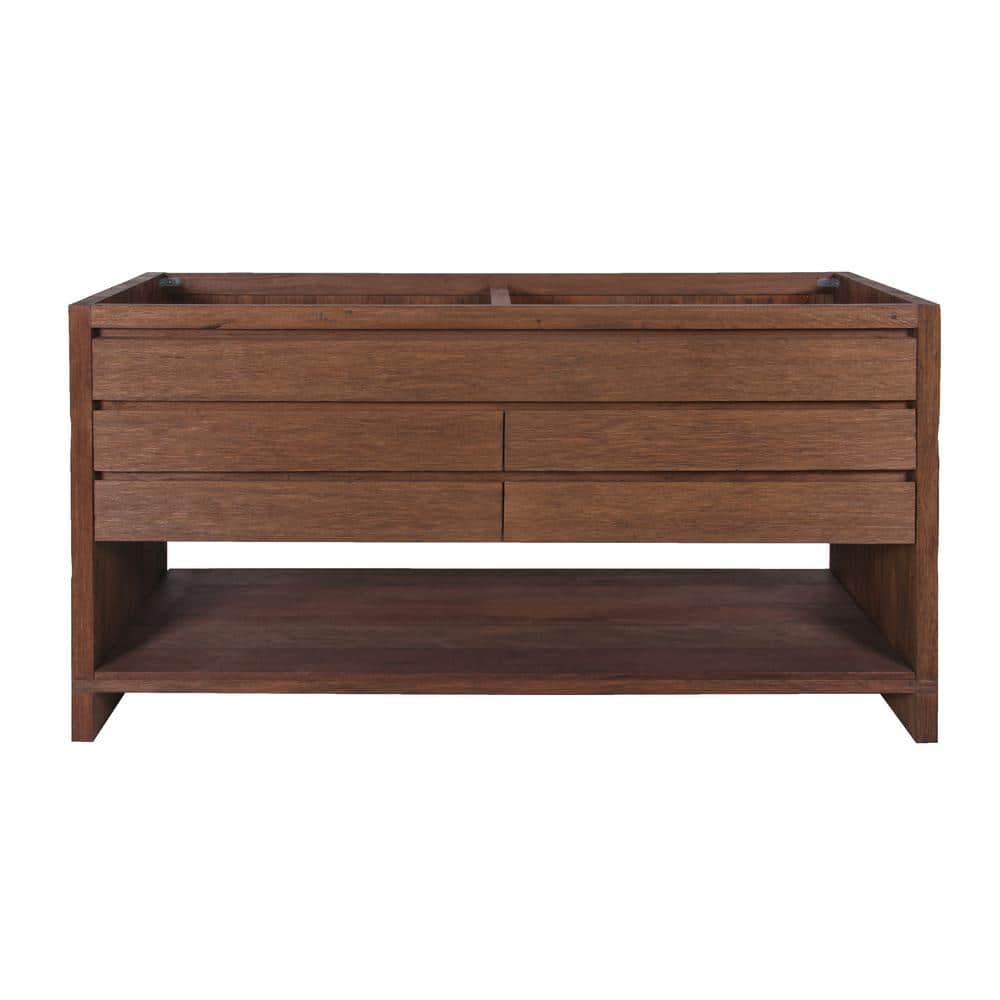 Refined Teak 60" Freestanding Double Vanity Cabinet in Brown Reclaimed Wood