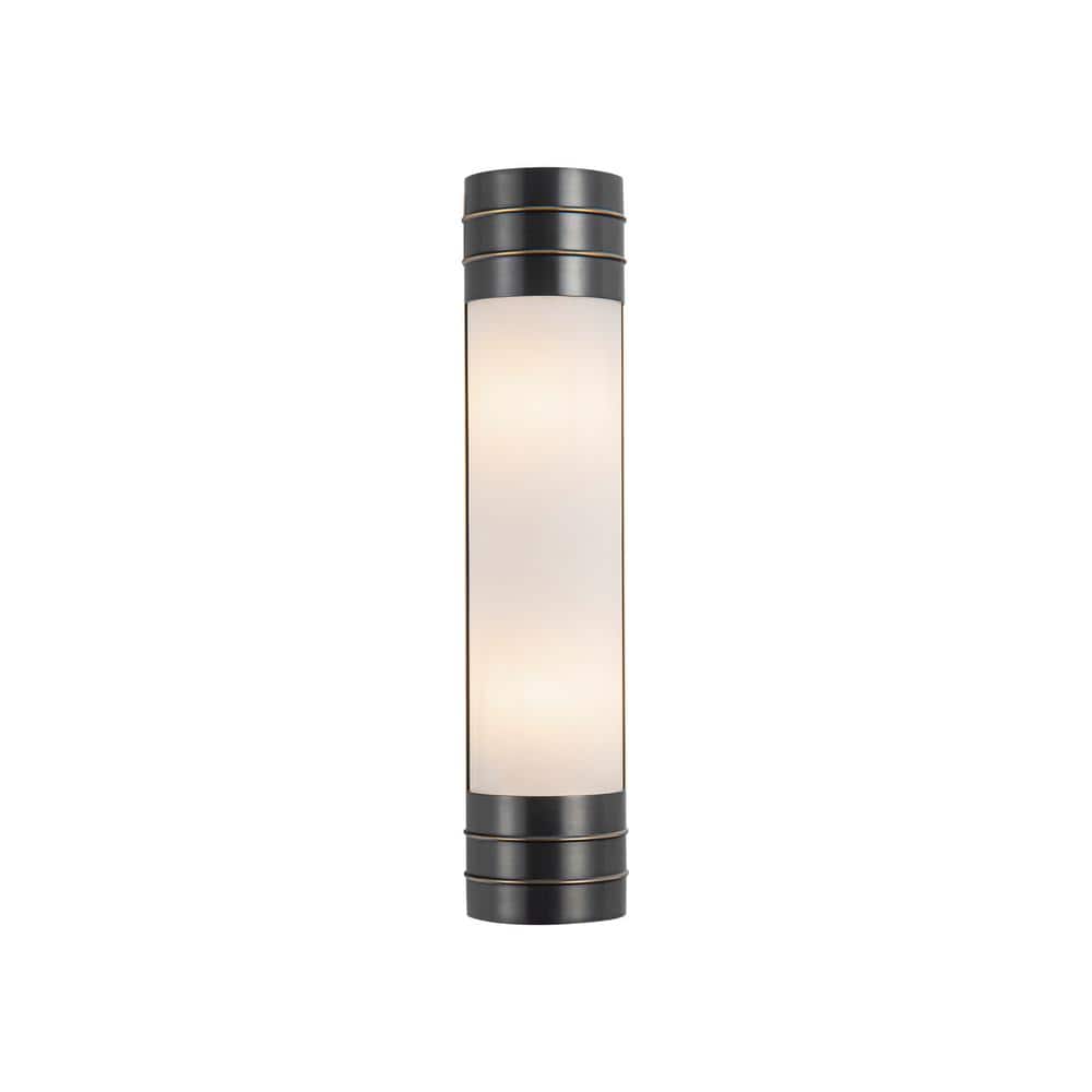 Urban Bronze Dimmable Geometric Vanity Light with Matte Opal Glass